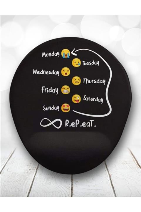 Atölye Çizgi Haftalık Rutin Tekrar Emojili Bilek Destekli Mouse Pad