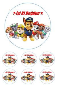 Pasta9 Paw Patrol Yenilebilir Pasta Resmi Pirinç Kağıdından 6-8-10 Kişilik Pastaya Uygun 16 Cm