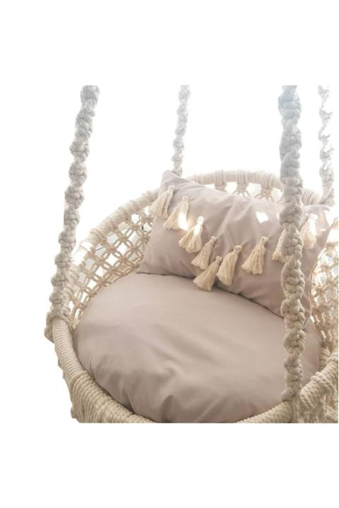 OKÇUKARDEŞLERYAPIMARKET Minderli Makrome Balkon Salıncağı Hamak