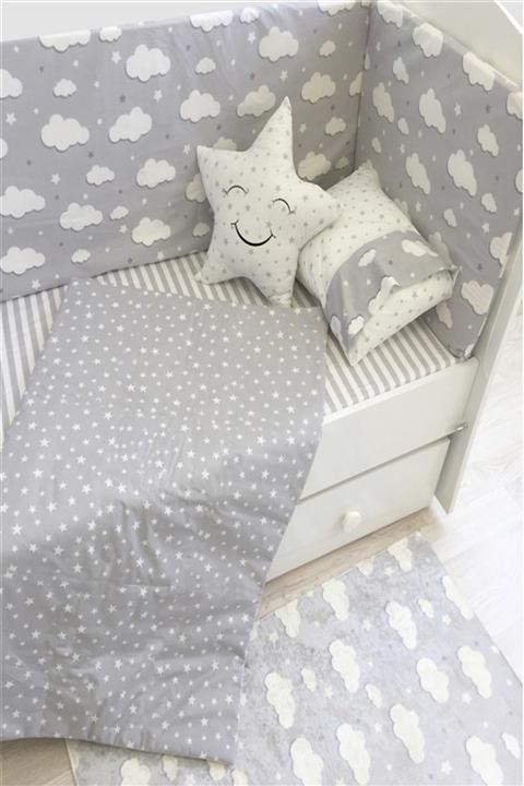 modastra Gri Bulut Desen 80x130 Beşik Kenar Koruma