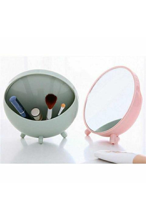 EbruliHomeArt Organizerli Ayaklı Pembe Makyaj Aynası