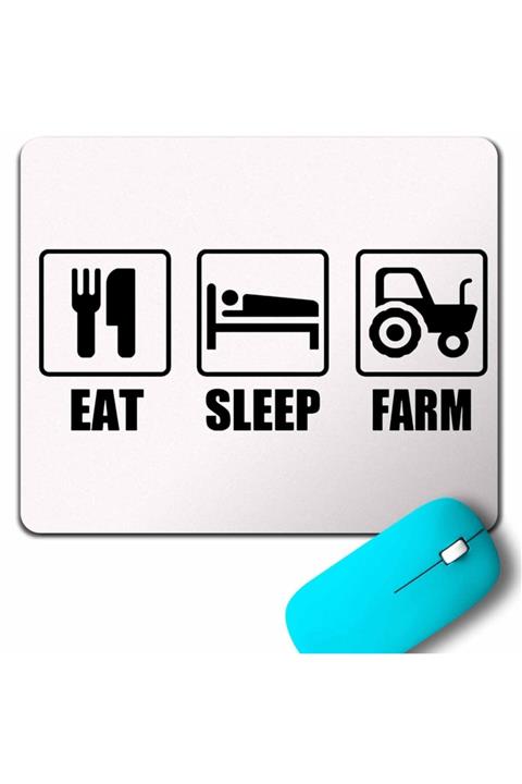 Kendim Seçtim Eat Sleep Farm Çiftçi Yemek Uyku Çalışmak Çiftçilik Mouse Pad