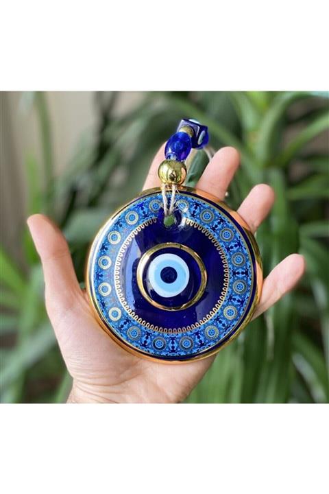 FlowerGarage34 Altın Yaldızlı Nazar Boncuğu Işlemeli El Yapımı