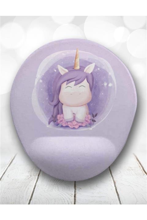 Atölye Çizgi Mor Suluboya Unicorn Bilek Destekli Mouse Pad