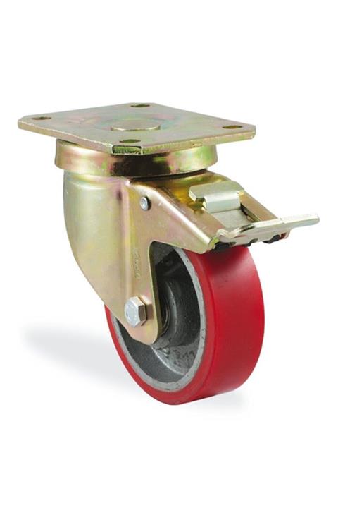 İmtek Kauçuk Poliüretan Plastik Poliüretan Frenli Tekerlek Çap 100