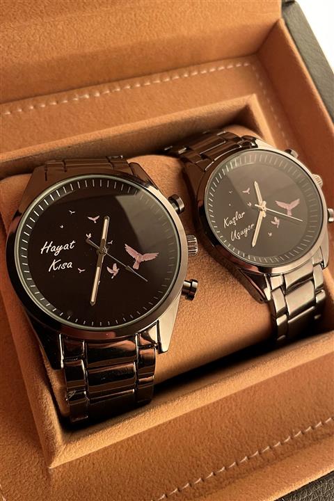 Leerybee Martı Desenli Sevgili Saatleri Çift Kombini