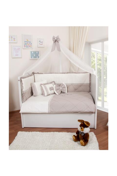 Maya Baby Collection Maya Baby Star 10 Parça Bebek Uyku Seti - 60x120 Cm - Taş Rengi&krem
