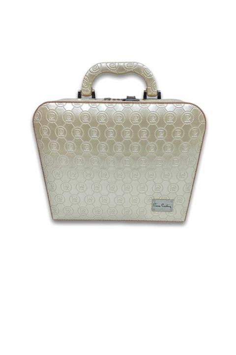 Pierre Cardin Kadın Ekru Deri Şifreli Aynalı Makyaj Tıraş Kutusu