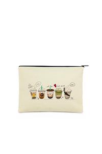 Çınar Bez Çanta Coffee Cup Baskılı Makyaj Çantası | (25x17)