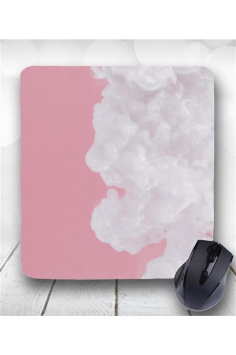 4k tasarım Pembe Duman Baskılı Kare Bilek Destekli Mousepad
