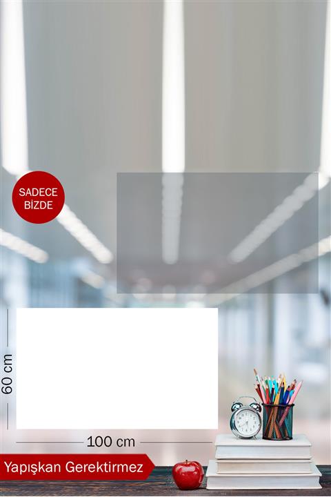 Evbuya Akıllı Kağıt - 60x100 Cm 1 Şeffaf 1 Beyaz ,2 Adet Yeri Değiştirilebilir Pratik Yazı Tahtası