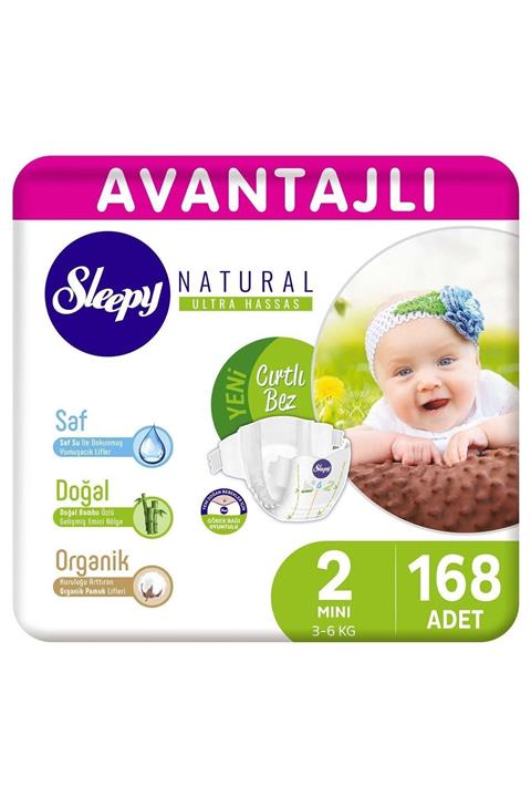 Sleepy Natural Avantajlı Bebek Bezi 2 Numara Mini 168 Adet
