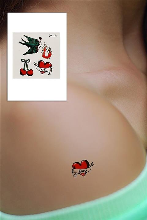 TAKIŞTIR Geçici Karışık Kalp Mini Dövme