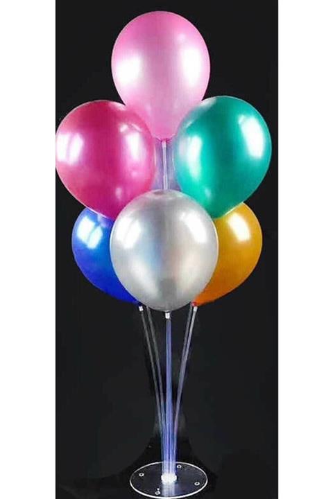 Party City Balon Süsleme Standı 7 Çubuklu Set + 7adet Karışık Balon