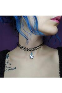 mamaokaliptus El Yapımı Yıldız Choker Tasma Kolye Seramik Kil Takı Tasarım Dövme Kolye Tattoo Choker Tel