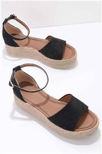 Bambi Siyah Süet Kadın Espadril K01509010965