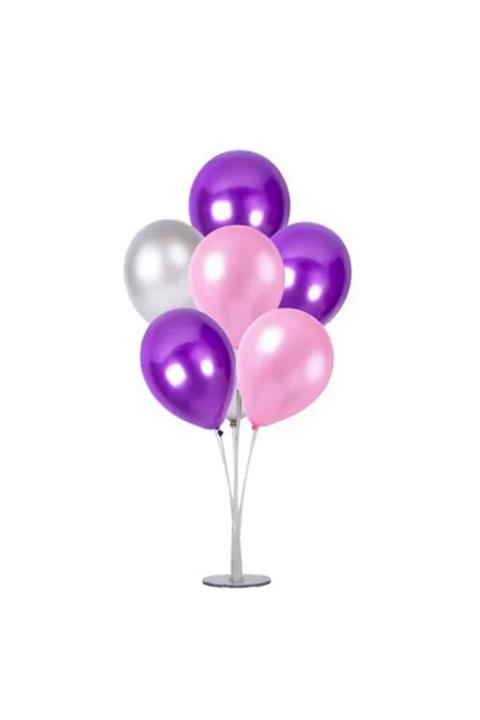 Partioutlet Pembe Mor Gri Ayaklı Balon Standı