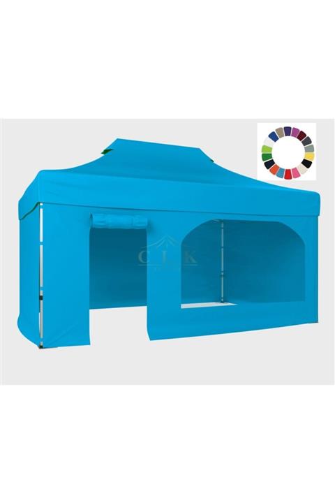 CLK Garden Clk 3x4,5 Katlanabilir Tente 40 Mm 3 Yan Kapalı 1 Yan Kapı Ve Pencereli