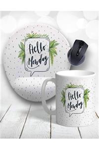 Atölye Çizgi Hello Monday Motivasyon Bilek Destekli Mouse Pad Ve Kupa Bardak