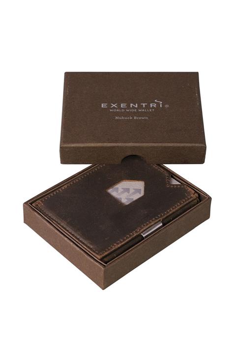 Exentri Ex 018 - Nubuck Brown - Deri Kartlık - Cüzdan