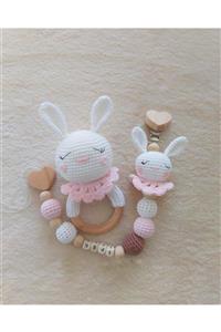 Dusa Tekstil Mint Oyuncak Amigurumi Diş Kaşıyıcı Ve Emzik Zinciri/askısı Set Organik Oyuncak