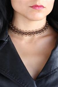 Mavra Handmade Örme Zincir Bakır Renk Choker / Metal Tasma Kolye