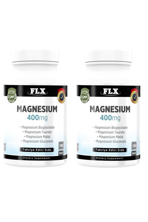 FLX Magnesium Magnezyum Bisglisinat Malat Taurat Glukonat 180 Tablet X 2 Kutu