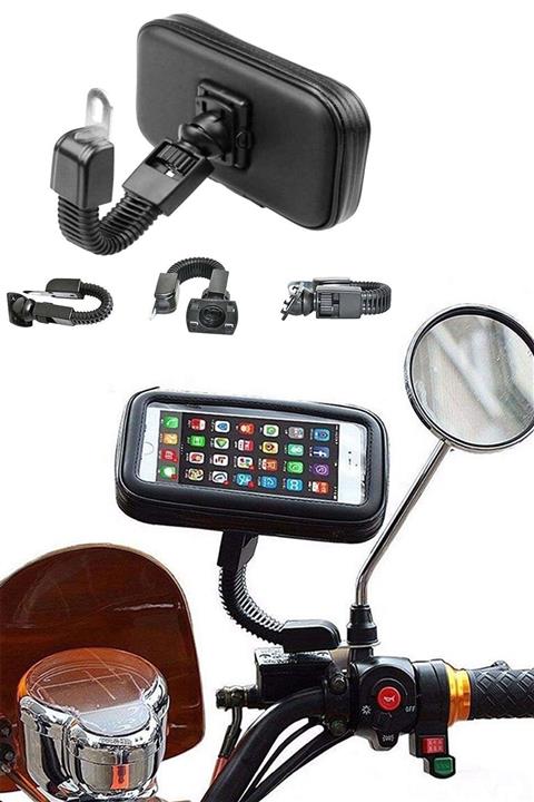 Favors Samsung Galaxy M02 Uyumlu Motosiklet Telefon Tutucu Yağmura Dayanıklı Sabit Tutucu Kılıf