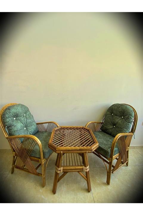 RozeGardenBambu Rozegarden Bambu Ramona 2 Kişilik Çay Seti Balkon Bahçe Masa Takımı