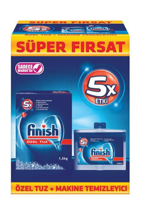 Finish Tuz 1,5Kg + Finish Makine Temizleyici 250 ml