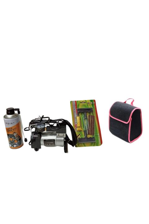 Redno Oto Araç Lastik Tamir Kiti -hava Kompresörü-lastik Tamir Spreyi-bagaj Çantası-patlak Onarıcı Set