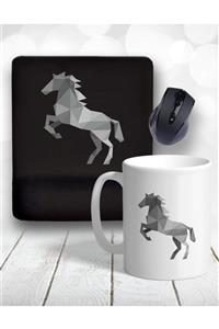 Atölye Çizgi Triangle Horse Bilek Destekli Mouse Pad ve Kupa Bardak