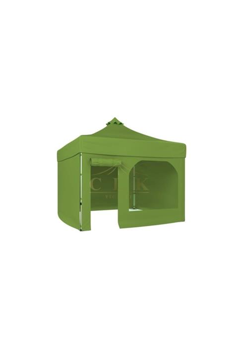 CLK Garden Clk 3x3 40mm Alüminyum Katlanabilir Tente 4 Yan Kapalı 1 Kapılı Pencereli Tam Duvarlı