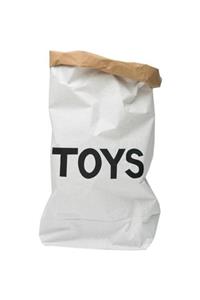 BugyBagy Toys Yazı Figürlü Paperbag Dekoratif Çamaşır Ve Oyuncak Sepeti Saklama Kutusu Kraft Torba