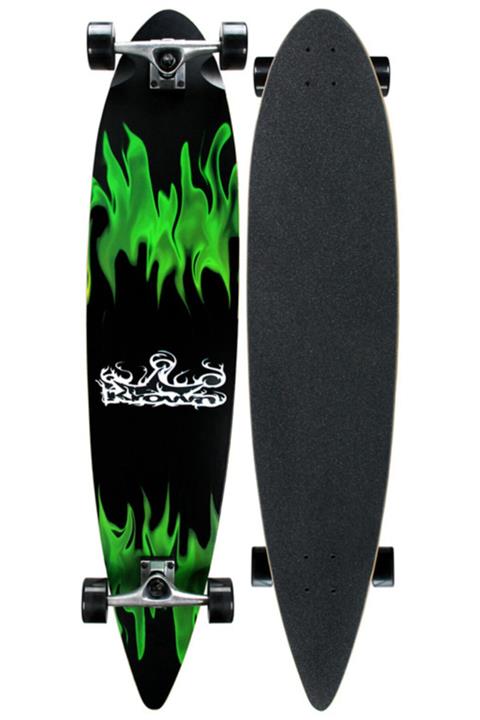 Krown Longboard Pin Tail Green Flame 109 cm
