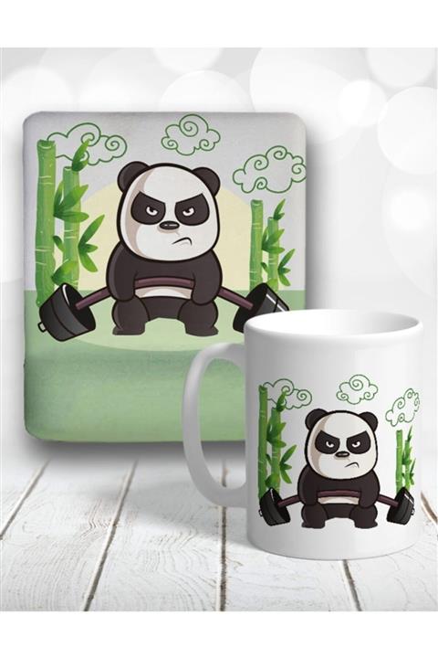Atölye Çizgi Hard Lift Panda Bilek Destekli Mouse Pad ve Kupa Bardak