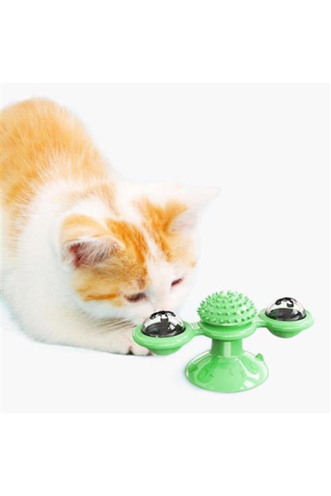 rennway Pet Malzemeleri Vantuzlu Fırıldak Toplu Dönen Şeffaf Depo Tasarım Interaktif Kedi Oyuncağı