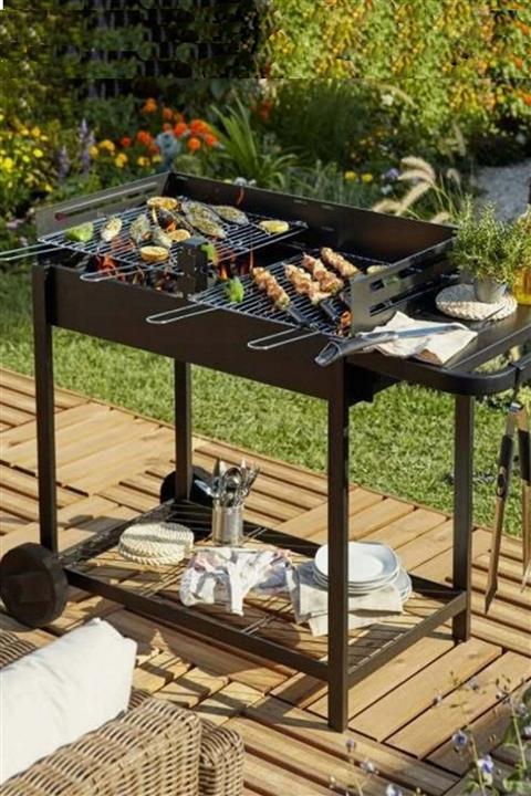 Binbirreyon Gurme Mangal Çift Izgaralı Barbekü 3 Kademe Ayarlı 61x97x125cm Af062