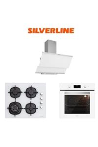 Silverline Beyaz Cam Ankastre Set (3420 Classy 60+cs5429w01+bo6502w02)