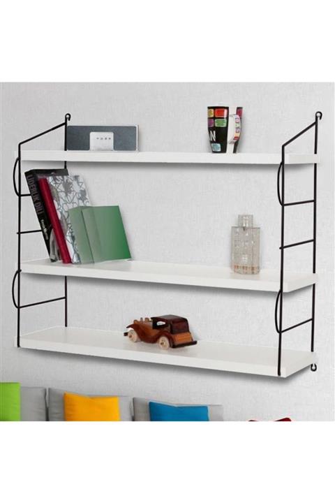 Morpanya Ahşap 3 Katlı Kitap Rafı Beyaz