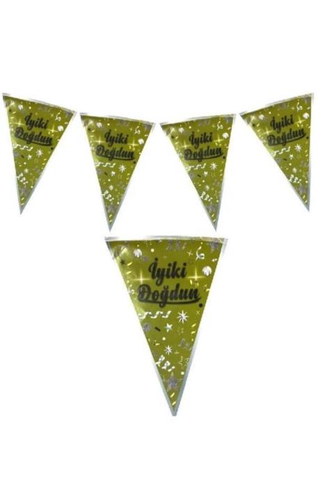 ikm balon Iyiki Doğdun Gold Üçgen Flama