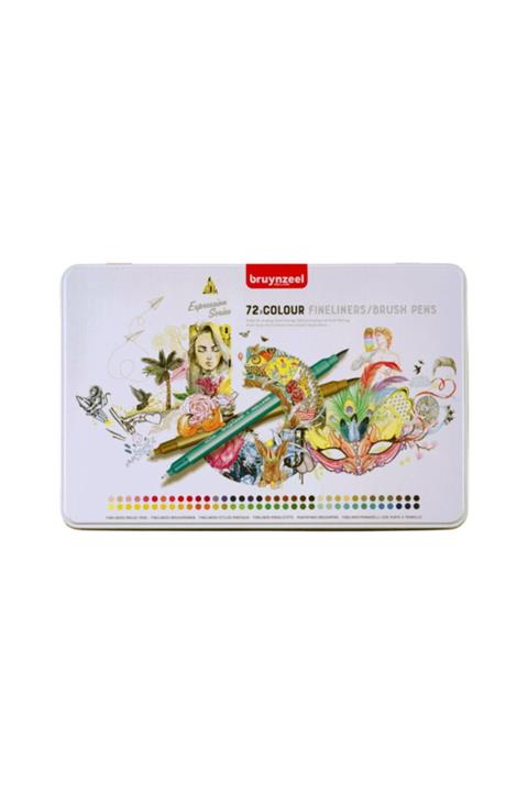 Bruynzeel Fineliner-brush 72'li Çift Taraflı Teneke Kutu Kalem Seti 60325072