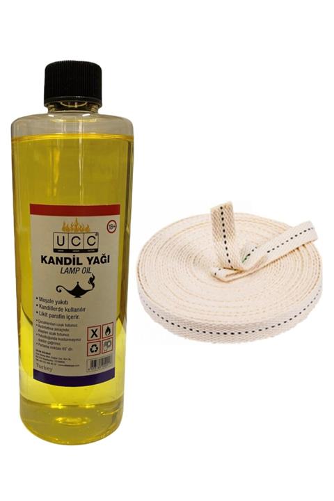 UCC Point Care Sarı Kandil Yağı Kokusuz Dumansız İç Mekan Gaz Lambası Yakıtı 400 ml Ve 1 Metre Fitil
