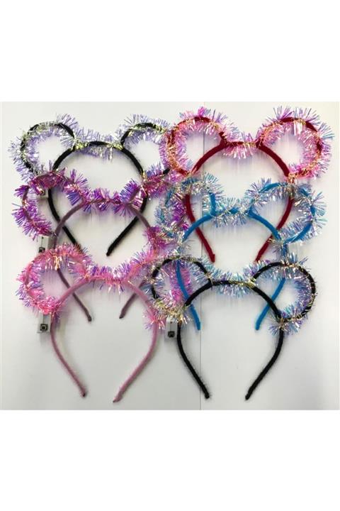 Samur Işıklı Mickey Taç Püsküllü Karışık Renk 12 Adet