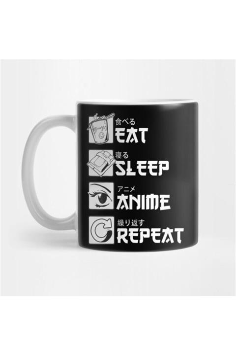 TatFast Eat Sleep Anime Repeat , Funny Japanese Manga Tee Kupa