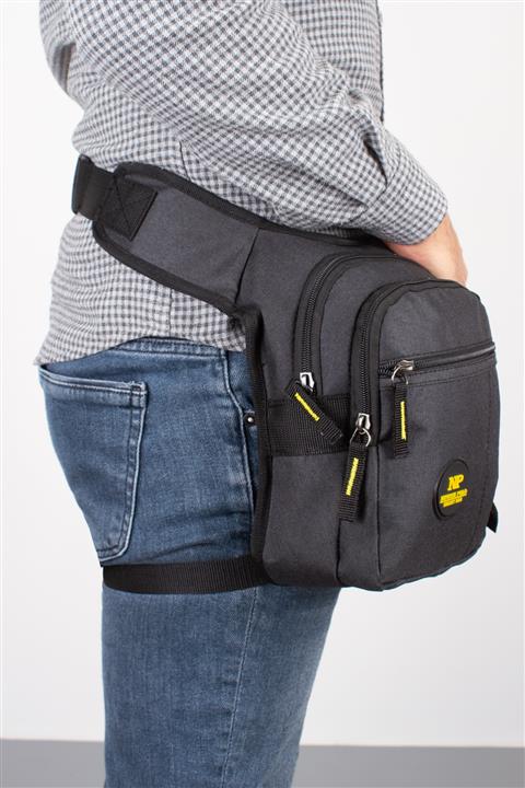 Newish Polo Erkek Moto Kurye Pos Cihazı Uyumlu Siyah Sarı Bacak Çantası