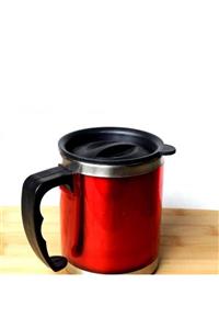evvehediyelikesya Çelik Kırmızı Termos Kupa Bardak Çay Kahve Bardağı 400 Ml