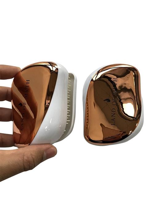 LAND OF MYTH Lom1244 Compact Detangling Brush To Go - Çanta Tipi Kapaklı Saç Açma Tarama Fırçası – Gold White