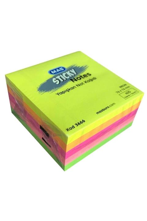 Mas Sticky Yapışkanlı Not Kağıdı 76x76 Mm 400 Yp. 5 Renk Index