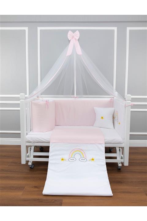 MAYA BABY Rainbow Uyku Seti 60x120 Pembe Cibinlikli